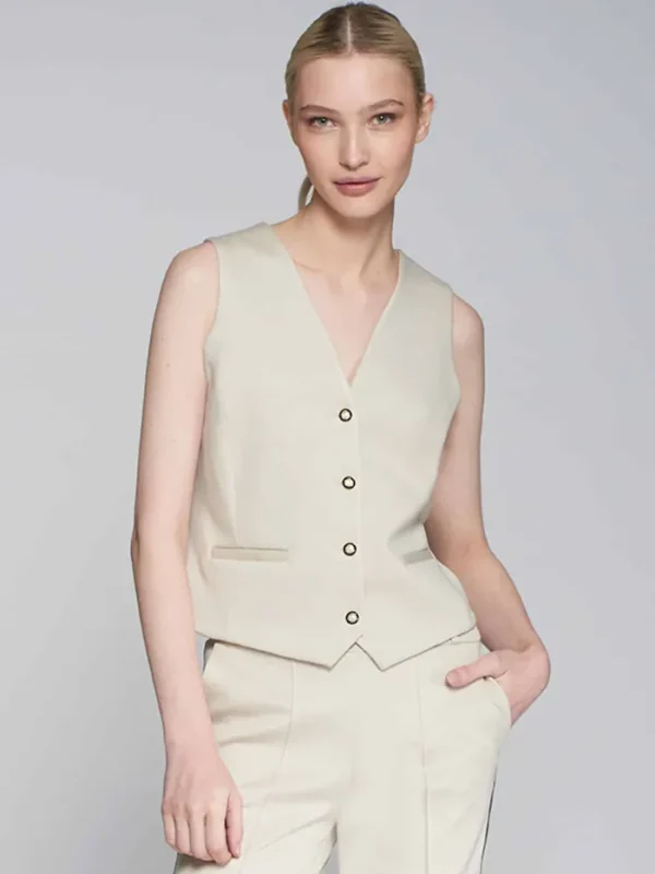 Lopezientos Chaleco mujer liso con estructura elástica ⋆ Crudo Clearance