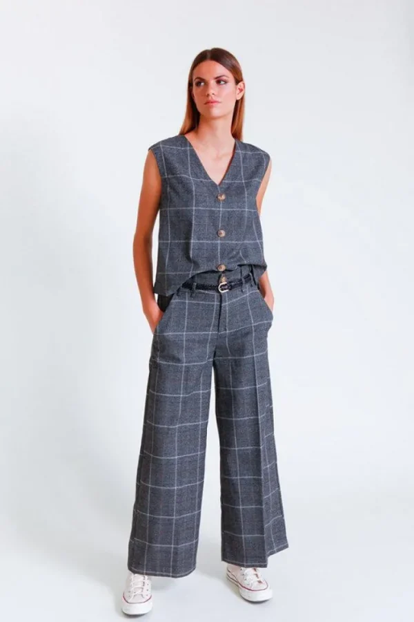 Lopezientos Pantalón mujer recto ancho estampado Chicago ⋆ Cuadros New