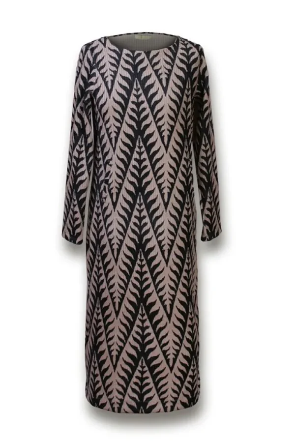 Lopezientos Vestido mujer midi cuello barco estampado Rama Parole Italy ⋆ Azul,Naranja,Negro Fashion